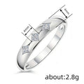 Silver Dome Band Three Diamond Shape Clear CZ Fashion Ring view 4