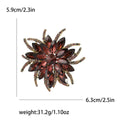 Antique Gold Layered Flower Brooch with Faceted Crystal Petals view 8