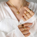Scallop Shell Pendant Necklace Satellite Chain Gold Rose view 1