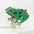 Green Enamel Frog Brooch With Dark Green Crystal Spots view 1