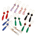 Round and Teardrop Double Glass Dangle Earrings Gold Hooks 8 Colors view 5