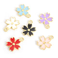 Five Petal Enamel Flower Charms in Six Colors and Two Metal Tones view 2