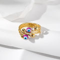 Gold Tone Textured Multiband Evil Eye Adjustable Rings view 3