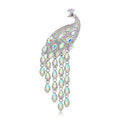Aqua Blue Peacock Tassel Crystal Four Designs Metal Brooch Pin view 8