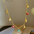 Delicate Floral Station Necklace in Silver Tone or Gold Tone view 3