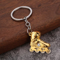 Inline Skate Boot Keychain in Blue, Red, Silver and Gold view 2