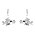 Silver Fish Bubble Charm Huggie Hoop Drop Earrings view 5