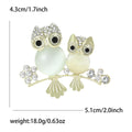 Two Owl Branch Brooch with Polished Metal and Decorative Accents view 5
