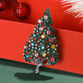 Silver Tone Hollow Christmas Tree Brooch Green Multicolor Stones view 4