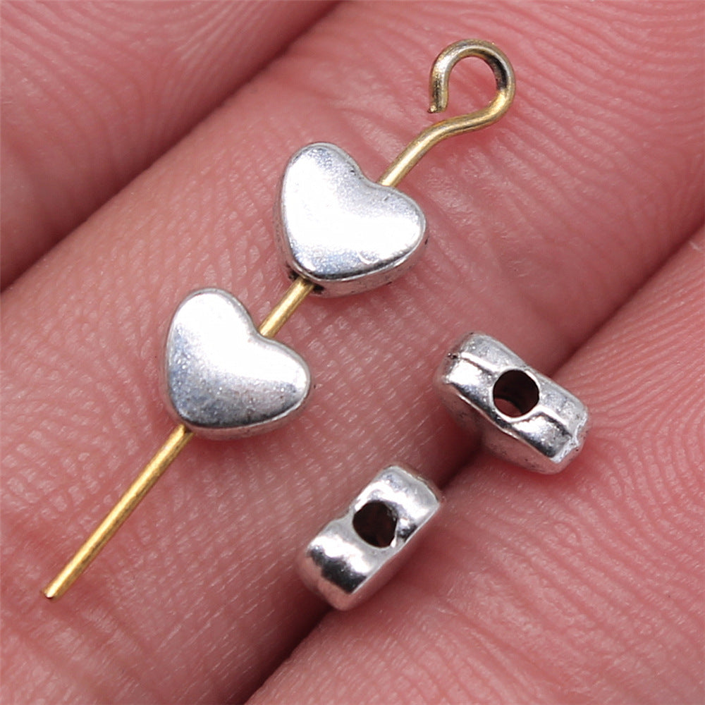 6x5x1.2mm 0.3g Multicolor Zinc Alloy Small Heart Loose Metal Beads for DIY Bracelet Necklace Making