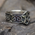 Antique Silver Pentagram Band Ring Celtic Knot Side Pattern view 3