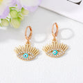 Gold and Silver Tone Crystal Lash Evil Eye Huggie Earrings view 9