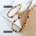 Multicolor Disc Stone Bead Necklace Bracelet Gold Accents view 2