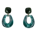 Dark Green Square Aqua Open Irregular Drop Stud Earrings view 5