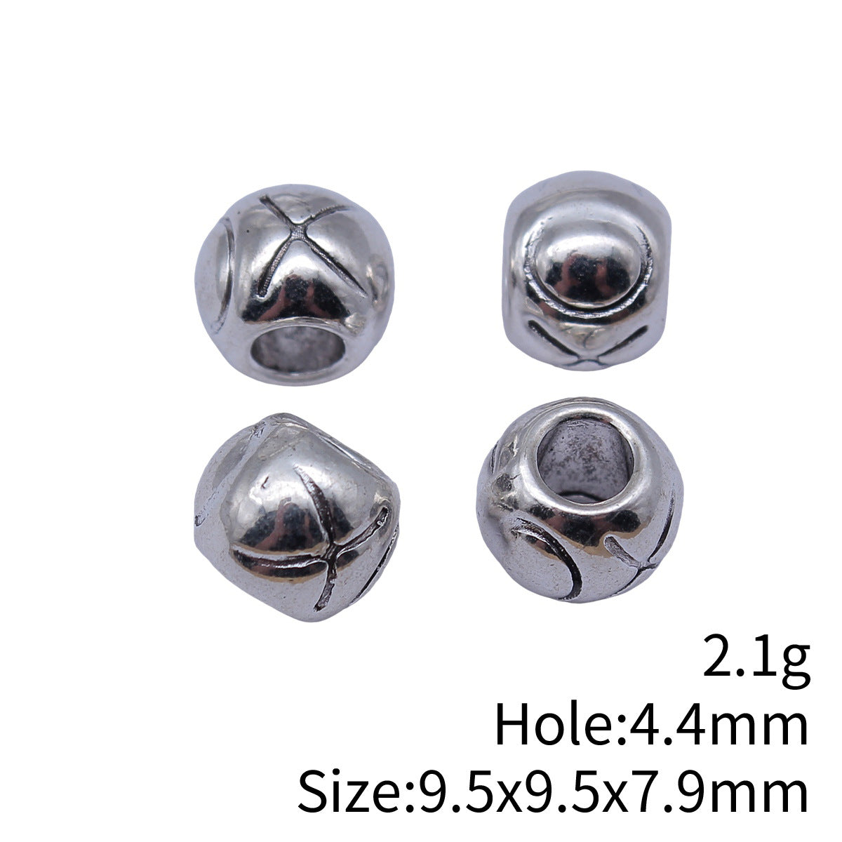 9.5x9.5x7.9mm 2.1g Antique Silver Zinc Alloy XO Large Hole Beads for DIY Bracelet Necklace Jewelry Making