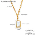 Square White Seashell Pendant Paperclip Chain Necklace view 7
