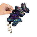 Purple Embroidered Butterfly Claw Clip Tassel Charm view 5