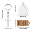 Silver Openwork Cross Bead Key Ring Religious Charm view 2