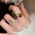 Gold Tone Brown Oval Double End Crystal Open Ring With Extra Style view 3