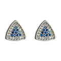 Silver Triangle Blue Crystal Cluster Pave Stud Earrings view 5