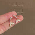 Gold Pearl Arc Fish Tail Zircon Stud Earrings Pair view 4