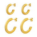 Solid Thick C Shape Hoop Earrings Gold Steel Small Large view 5