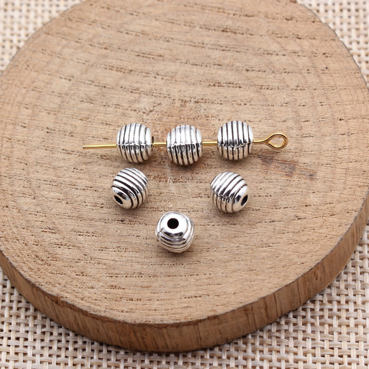 5.9x5.9x5.8mm 0.7g Antique Silver Zinc Alloy Small Hole Round Spacer Beads for DIY Bracelet Jewelry Making