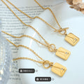 OT Toggle Square Tag Pendant Necklace Triangle Stone Accent view 2