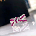 Ribbon Bow Pave Ring In Blue And Magenta Stone Options view 3
