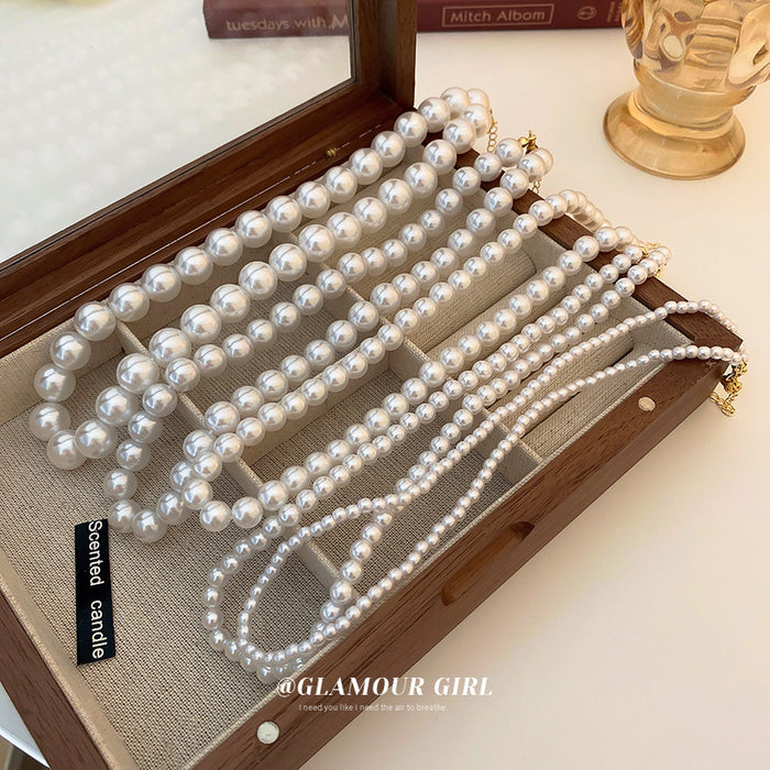 White Pearl Necklace Six Styles Strands Heart and Bamboo