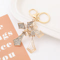 Rhinestone Double Layer Cross Keychain Metal Bag Charm view 6