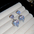 Silver Tone Crystal Heart Drop Stud Earrings Three Styles view 8