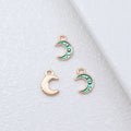 Gold Tone Crescent Moon Charms with Star Pattern in Three Colors view 4