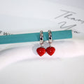 Silver Tone Hoop Enamel Heart Drop Earrings 6 Colors view 6