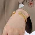 Twisted Cable Open Cuff Bracelet with Ball End Caps view 3