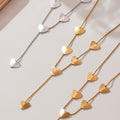 Heart Y Drop Necklaces in Polished Gold and Silver Tone view 2
