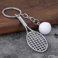 Mini Tennis Racket Zinc Alloy Sports Souvenir Keychain Gift