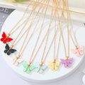 Gold Tone Acrylic Butterfly Pendant Necklaces in Eight Colors view 1