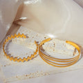 Gold Open Cuff Bangles Quad Textured And Oval Bead view 3
