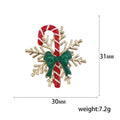Festive Candy Cane Snowflake Enamel Brooch With Green Bow view 5