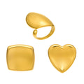 Oversized Heart Teardrop and Square Open Rings in Gold Tone view 5
