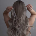 Silver Tone Crystal Lattice Headband With Long Hanging Tassels view 3