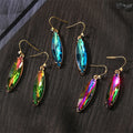 Gold Tone Long Faceted Crystal Hook Earrings in Three Colors view 1