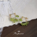 Gold Tone Blue Glass Chip And White Pearl Cluster Hook Earrings view 3