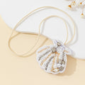 Beaded White Scallop Shell Pendant Necklace With Rhinestones view 4