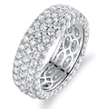 Silver Five Row Clear Stone Wide Ring Metal Jewelry Design view 2