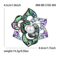 Blue Green Shell Rose Brooch Pin with Faux Pearl Center view 6
