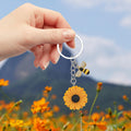 Yellow Sunflower Bee Charm Keychain Rhinestone Bag Charm view 4