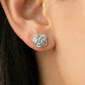 Rose Flower Stud Earrings Stainless Steel Gold Silver view 3