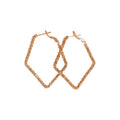 Textured Diamond Shape Hoop Earrings in Silver Tone view 5